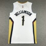 NBA 1 Williamson Pelicans Maillot blanc avec all patches brodé